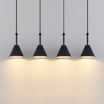 Lucande Phina závesná lampa v čiernej, 4-pl.