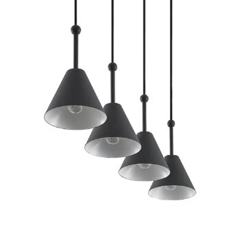 Lucande Phina závesná lampa v čiernej, 4-pl.