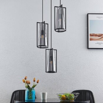 Lucande Rufina závesná lampa, 3-pl., okrúhla