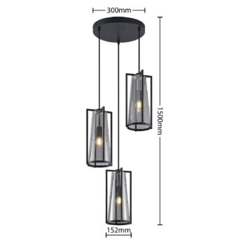 Lucande Rufina závesná lampa, 3-pl., okrúhla