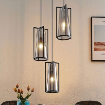 Lucande Rufina závesná lampa, 3-pl., okrúhla