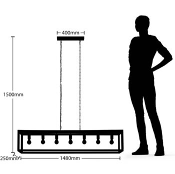 Lucande Sedrik závesná lampa, sedem-plameňová