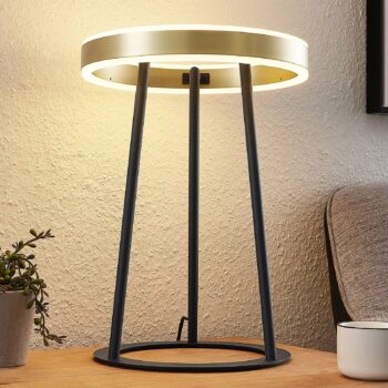 Lucande Seppe stolná LED lampa, mosadz