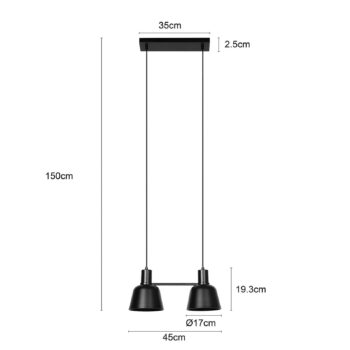 Lucande Servan závesná lampa, čierna, 2-pl.