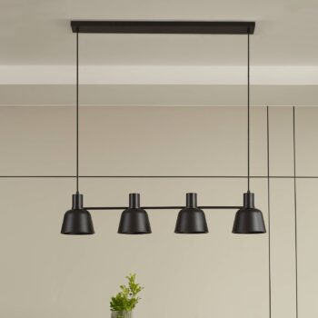 Lucande Servan závesná lampa, čierna, 4-plameňová