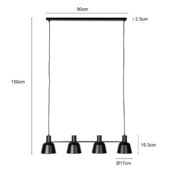 Lucande Servan závesná lampa, čierna, 4-plameňová