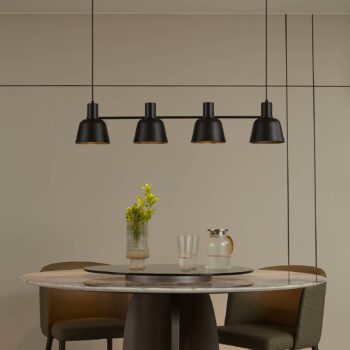 Lucande Servan závesná lampa, čierna, 4-plameňová