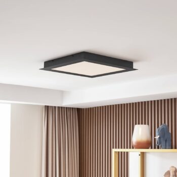 Lucande Smart LED stropné svietidlo Leicy black 45 cm RGB CCT