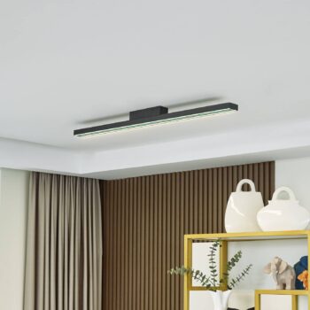 Lucande Smart LED stropné svietidlo Leicy black 5,8 cm RGB CCT