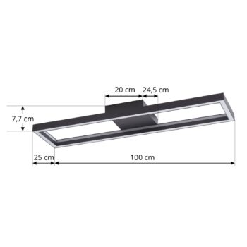 Lucande Smart LED stropné svietidlo Tjado, 100 cm, čierna, RGBW