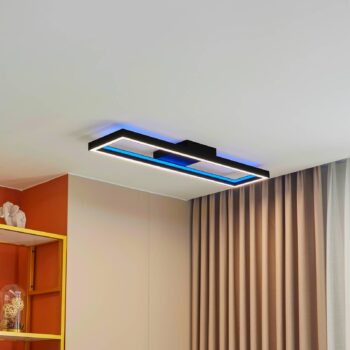 Lucande Smart LED stropné svietidlo Tjado, 100 cm, čierna, RGBW