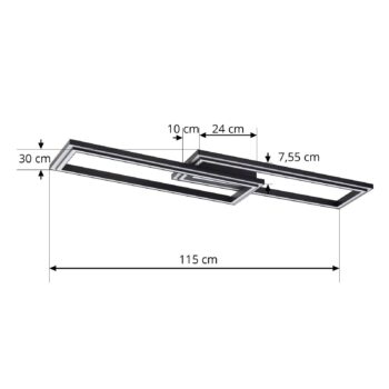 Lucande Smart LED stropné svietidlo Tjado 115 cm čierne RGB CCT
