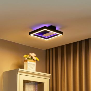 Lucande Smart LED stropné svietidlo Tjado, 30 cm, čierne, RGBW