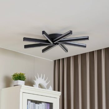 Lucande Smart LED stropné svietidlo Tjado, Ø70 cm, čierna, RGBW