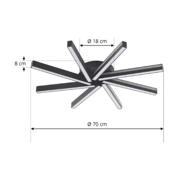 Lucande Smart LED stropné svietidlo Tjado, Ø70 cm, čierna, RGBW