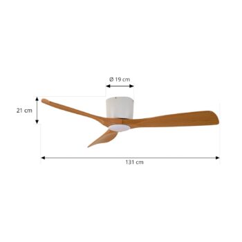 Lucande Smart LED stropný ventilátor Moneno, biely/drevený, Tuya