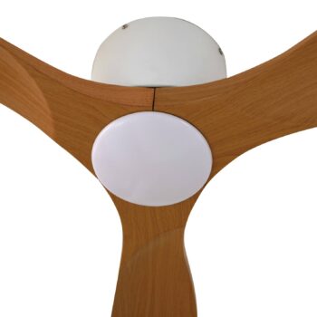 Lucande Smart LED stropný ventilátor Moneno, biely/drevený, Tuya