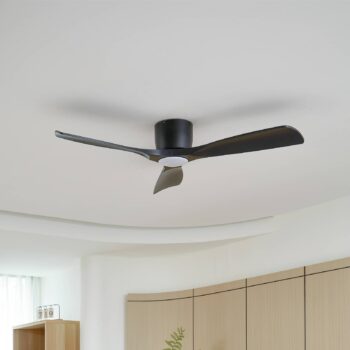 Lucande Smart LED stropný ventilátor Moneno, čierny, DC, Tuya