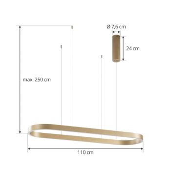 Lucande Smart LED závesné svietidlo Melinay, zlatá, CCT, Tuya
