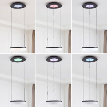 Lucande Smart LED závesné svietidlo Squillo black Tuya RGBW CCT