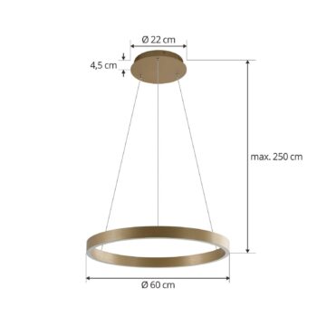 Lucande Smart LED závesné svietidlo Yonam, zlaté, 1 svetlo, Tuya
