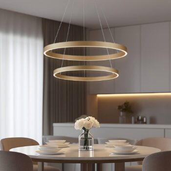 Lucande Smart LED závesné svietidlo Yonam, zlaté, 2 svetlá, Tuya