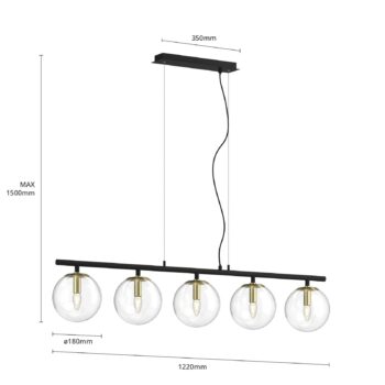Lucande Sotiana závesná lampa, sklenené gule/5 sv.