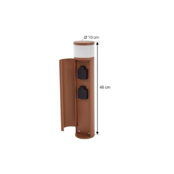 Lucande Stojaca lampa Corban, hrdza, dvere, zásuvky, G9, IP44