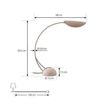 Lucande Stolová lampa Rivera, béžová, kov, kameň, 51 cm, G9