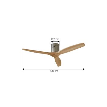 Lucande Stropný ventilátor Vindur, nikl, DC, tichý, Ø 132 cm