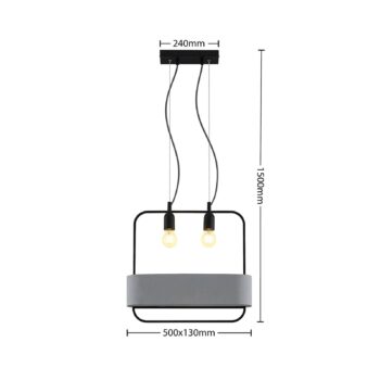Lucande Teona závesná lampa s betónom, 2-pl.