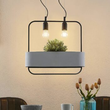 Lucande Teona závesná lampa s betónom, 2-pl.