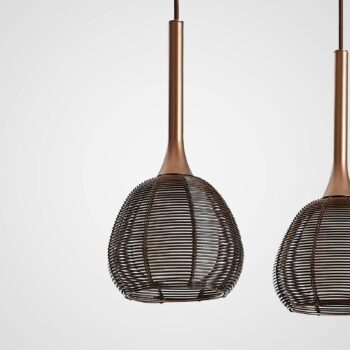 Lucande Tetira závesná lampa, 4-pl. dlhá, hnedá