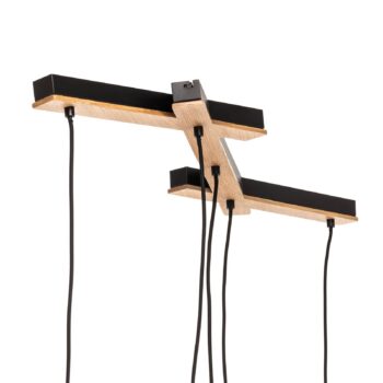 Lucande Thamila závesná lampa, čierna, dub