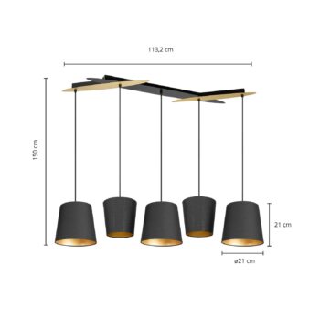 Lucande Thamila závesná lampa, čierna zlatá železo