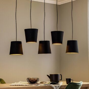 Lucande Thamila závesná lampa, čierna zlatá železo