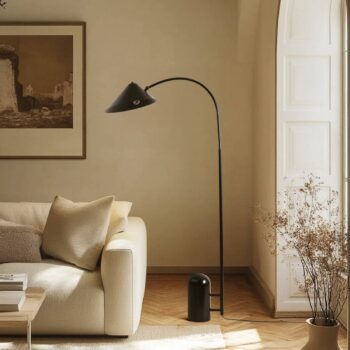 Lucande stojaca lampa Alviero, 157 cm, čierna, kov, mramor