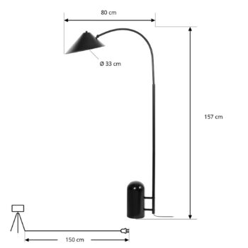 Lucande stojaca lampa Alviero, 157 cm, čierna, kov, mramor