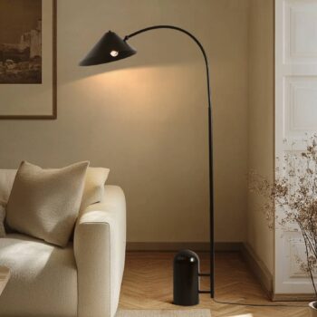 Lucande stojaca lampa Alviero, 157 cm, čierna, kov, mramor