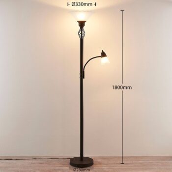 Lucande stojaca lampa Dunja, biela/hrdzavá, kov, lampa na čítanie