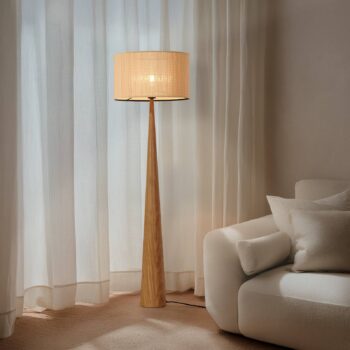 Lucande stojaca lampa Fabrena, prírodná farba, bambus, výška 138 cm