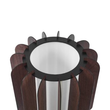Lucande stojaca lampa Juneta, 75 cm, hnedá, drevo, textil