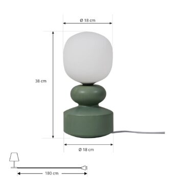 Lucande stolová lampa Fidelo, biela/zelená, 38 cm, sklo, keramika
