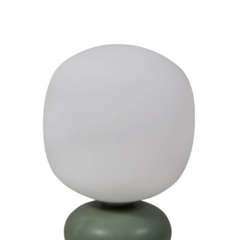 Lucande stolová lampa Fidelo, biela/zelená, 38 cm, sklo, keramika
