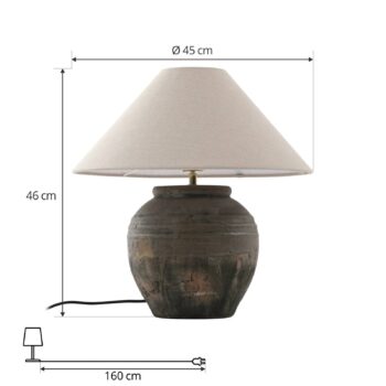 Lucande stolová lampa Thalorin, výška 46 cm, sivá, keramika