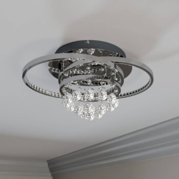 Lucande stropné LED svetlo Keely, chrómová farba, krištáľ, 45 cm