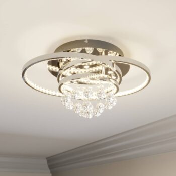Lucande stropné LED svetlo Keely, chrómová farba, krištáľ, 45 cm