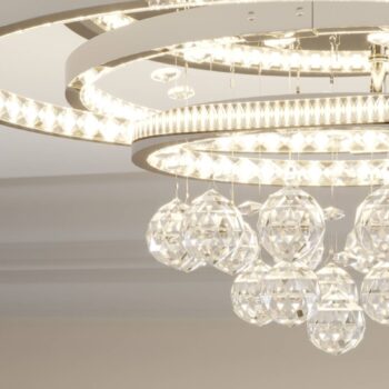 Lucande stropné LED svetlo Keely, chrómová farba, krištáľ, 45 cm