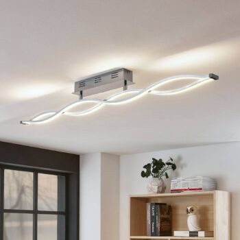 Lucande stropné LED svetlo Roan, 115 cm, chróm, nerezová oceľ