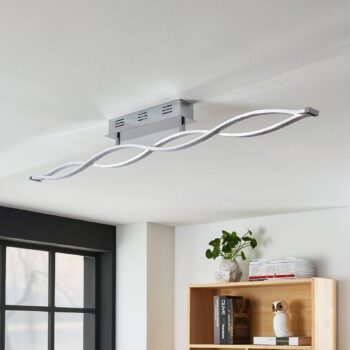 Lucande stropné LED svetlo Roan, 115 cm, chróm, nerezová oceľ